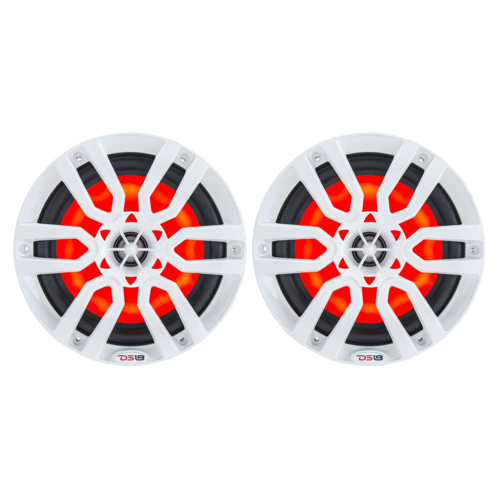 DS18 HYDRO 6.5" 2-Way Marine Speakers w/RGB LED Lights 300W - White