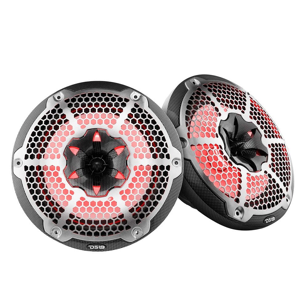 DS18 HYDRO 10" 2-Way Speakers w/ RGB LED Lights - Carbon Fiber