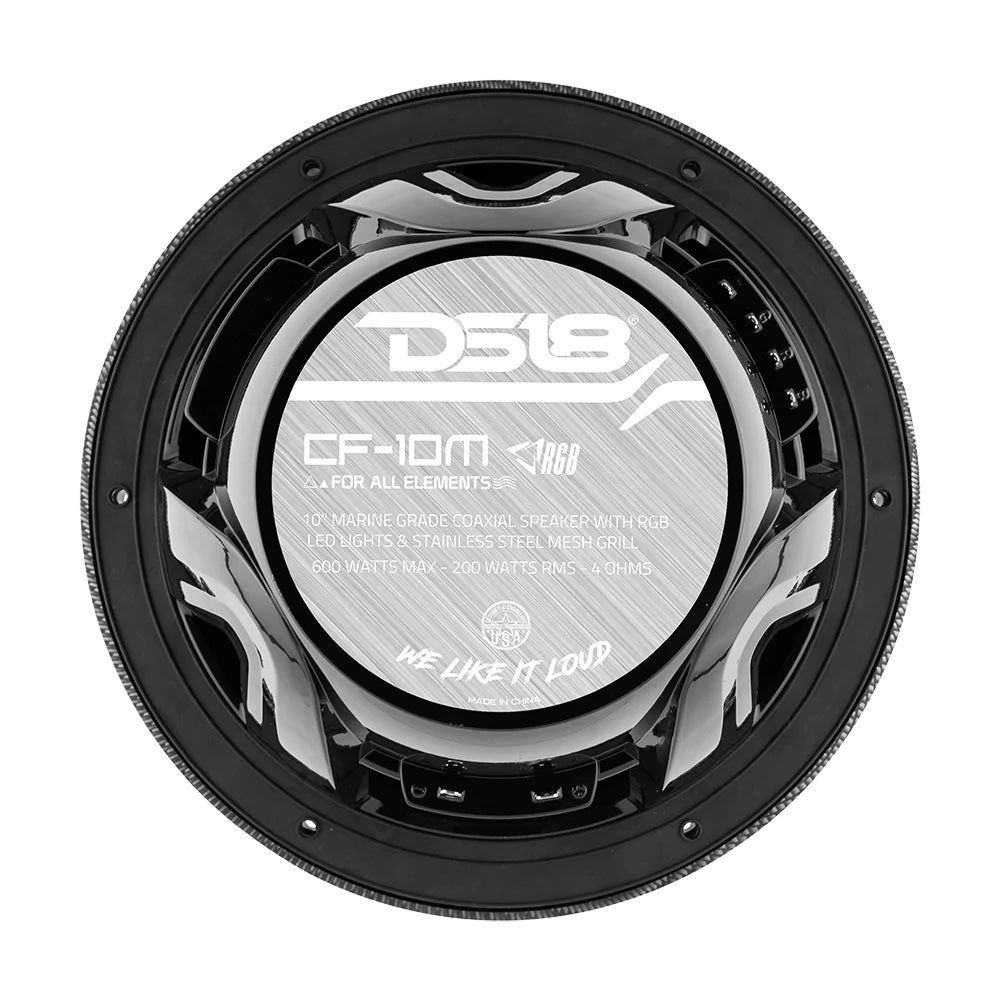 DS18 HYDRO 10" 2-Way Speakers w/ RGB LED Lights - Carbon Fiber