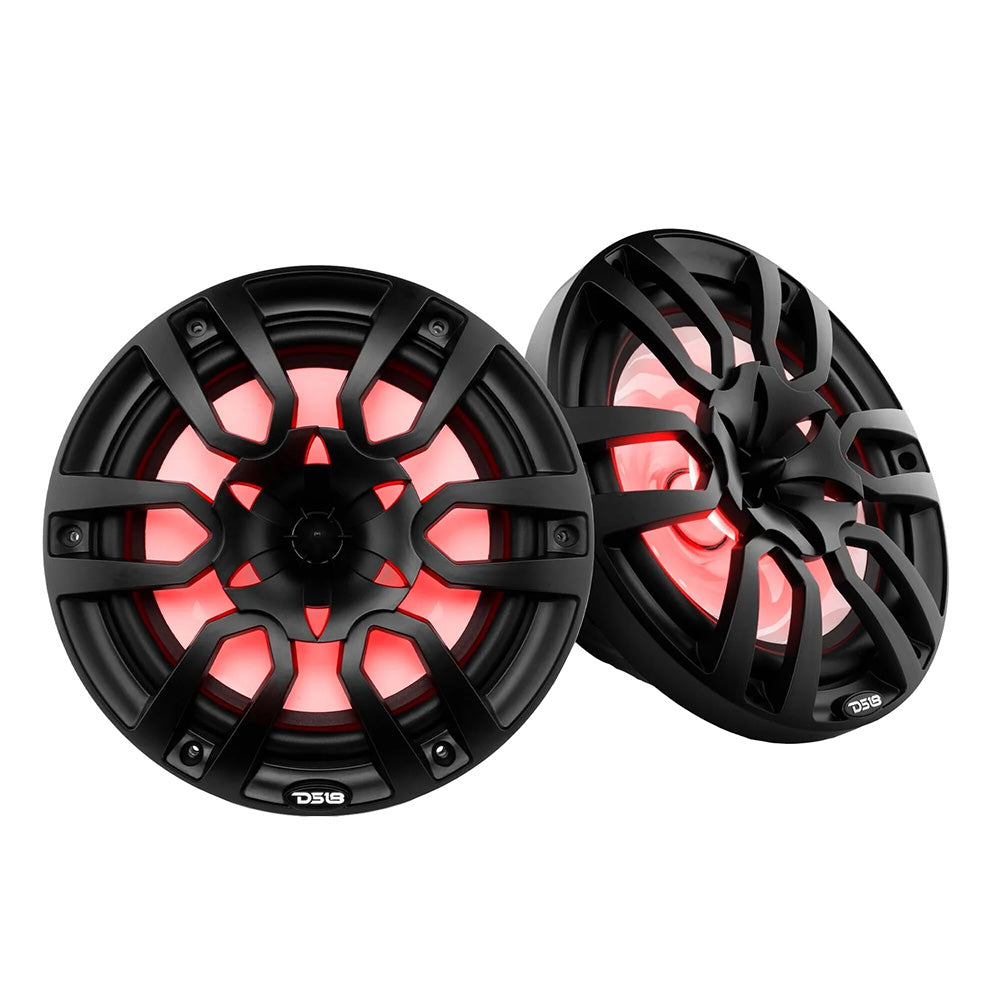 DS18 HYDRO 10" 2-Way Marine Speakers w/ RGB LED Lights - Black