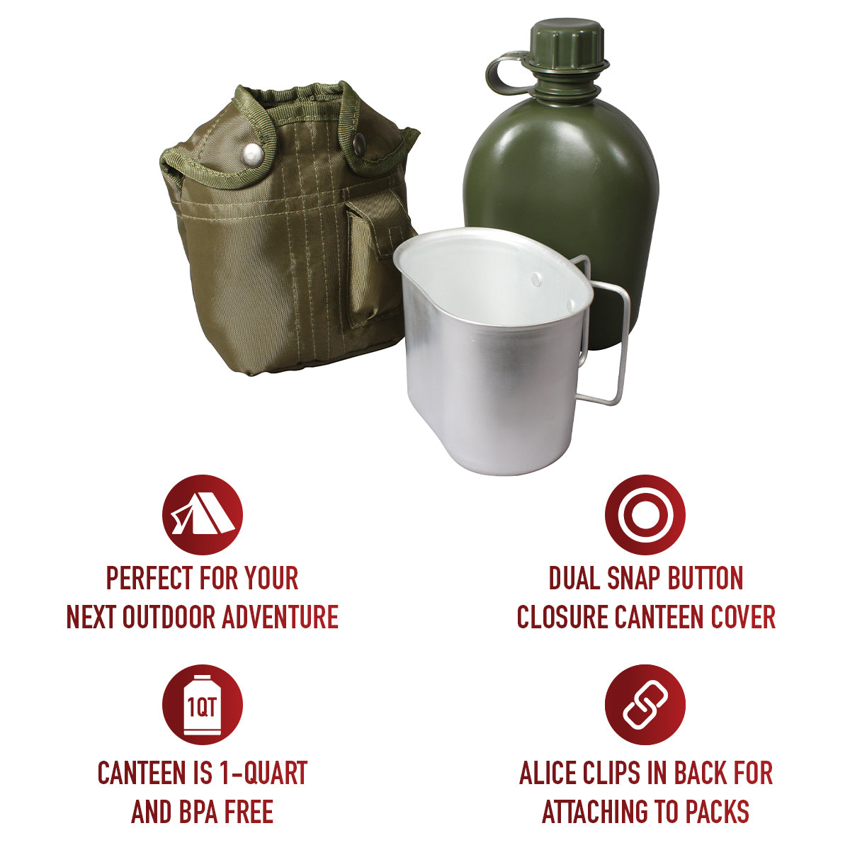 Rothco 3 Piece Canteen Kit With Cover & Aluminum Cup