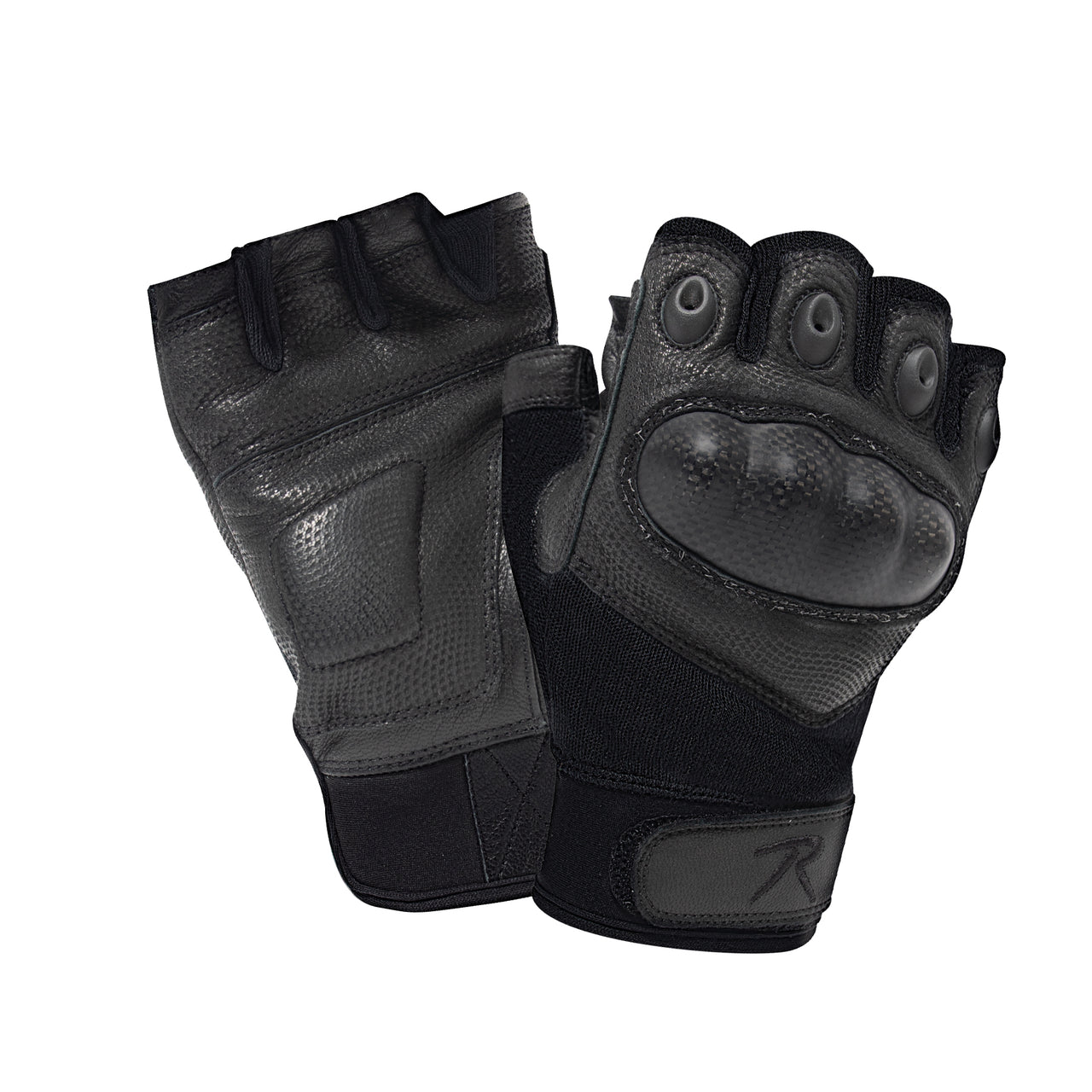 Rothco Fingerless Cut Resistant Carbon Hard Knuckle Gloves - Black