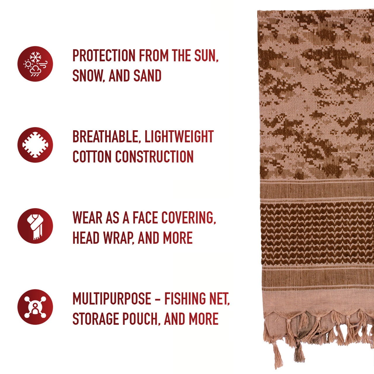 Rothco Digital Camo Shemagh Tactical Desert Keffiyeh Scarf