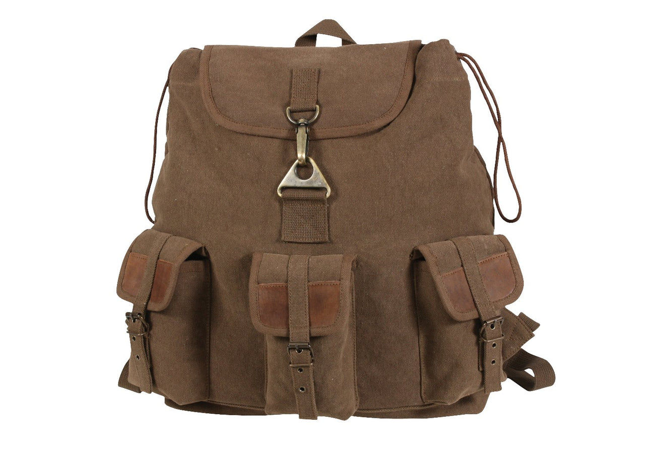 Rothco Vintage Canvas Wayfarer Backpack With Leather Accents