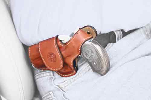 Bond Arms Driving Holster Lh - Thumbsnap Leather Tan