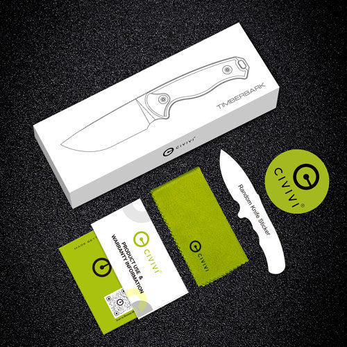 Civivi Knife Timberbark 3.2" - Fixed Green Micarta/blk Stnwsh