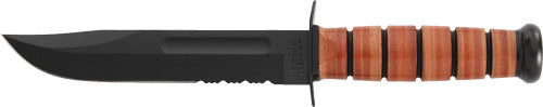Ka-bar Fighting/utility Knife - 7" Srrtd W/leather Sheath Usmc