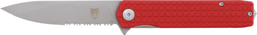 Cobratec Medium Cayden 3.25" - Red/ss D2 Serrated Blade!