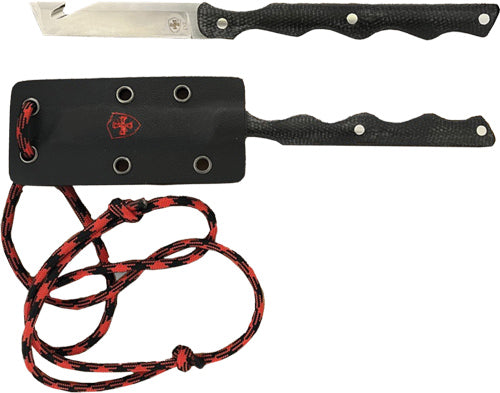 Templar Knife Neck Knife 2.46" - Blk W/red Powder D2 Slvr Tnto!
